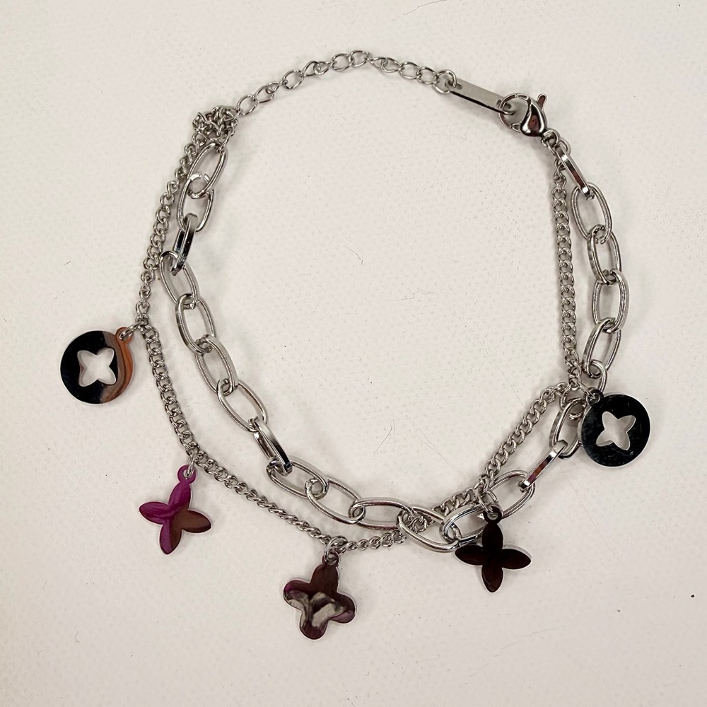 Silver Multi-Chain Charm Bracelet